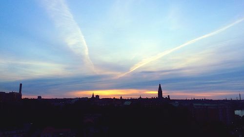 View of cityscape at sunset