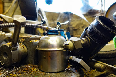 Close-up of rusty machine part