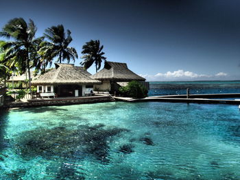 View of calm sea against blue sky