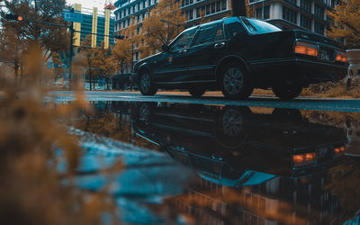 Reflection of buildings in city