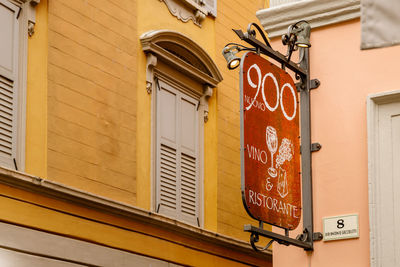 Low angle view of sign on building