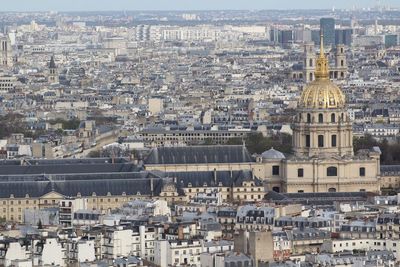 High angle view of buildings in city