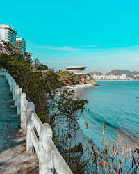 Scenic view of sea against blue sky