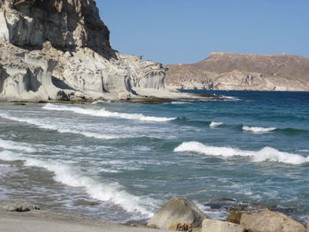 Scenic view of sea against clear sky