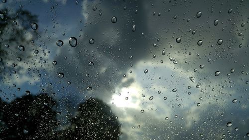 Full frame shot of raindrops on glass window