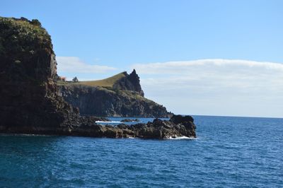 Scenic view of sea against clear sky