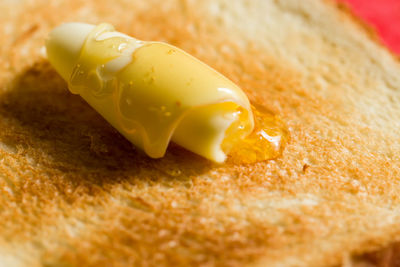 Close-up of butter on bread