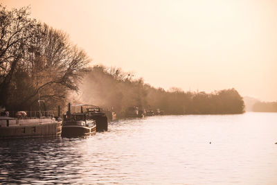 Scenic view of lake against clear sky