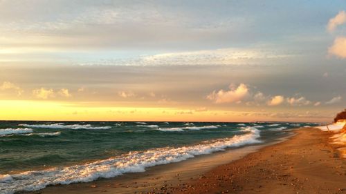 Scenic view of sea at sunset