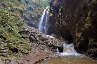 Scenic view of waterfall