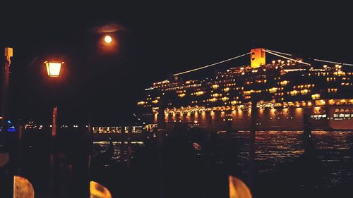 Illuminated buildings at night