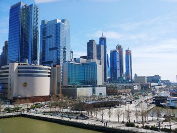 Modern buildings against sky in city