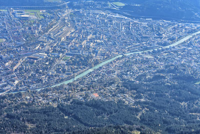 High angle view of city streets