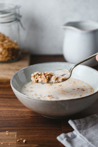 Close-up of meal in bowl on table