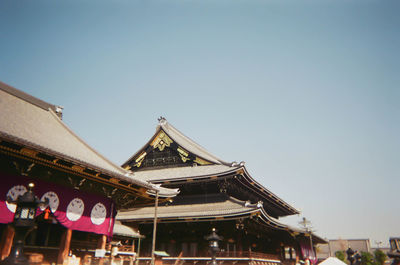 Low angle view of temple building against clear sky