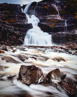View of waterfall in forest