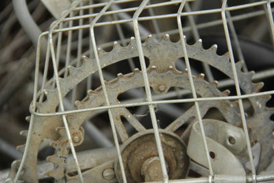 Close-up of old rusty metallic machinery