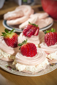 Close-up of strawberries in plate