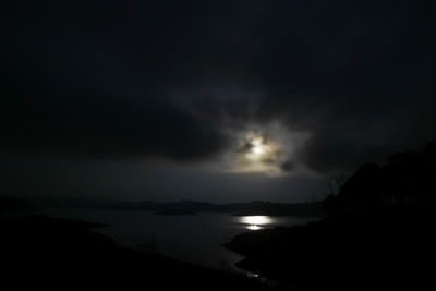 Scenic view of sea against sky at night