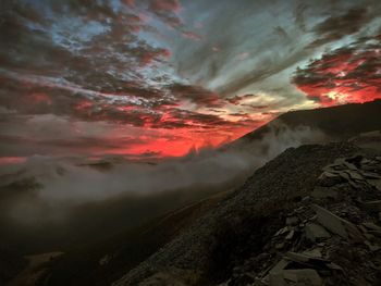 Scenic view of dramatic sky during sunset