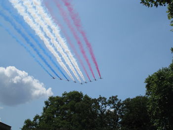 Low angle view of vapor trails in sky