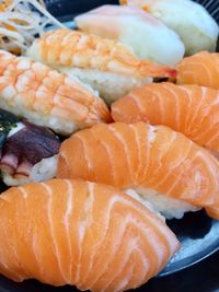 Close-up of sushi served in plate