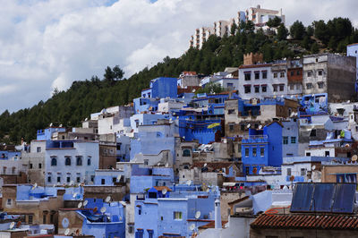 High angle view of townscape against sky