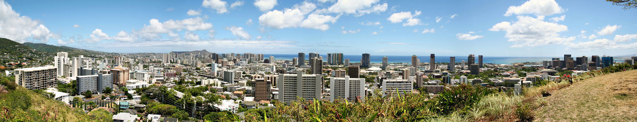 Panoramic view of city against sky