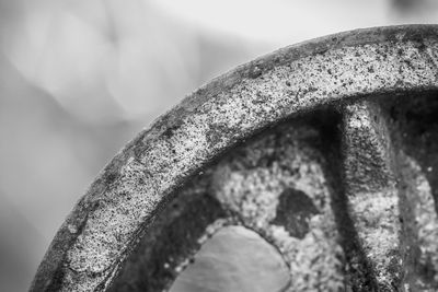 Close-up of old rusty wheel