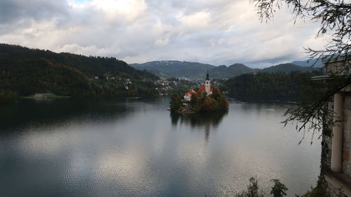 Scenic view of lake against sky lake bled
