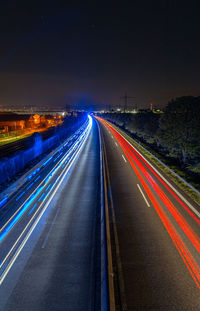 Light trails on highway at night