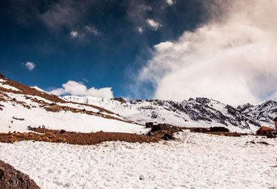 Snow covered mountain against sky