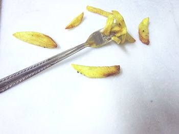 High angle view of fruits on white background