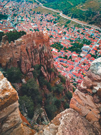 High angle view of rock formations