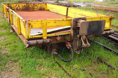 Yellow cart on field