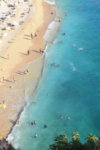 High angle view of people on beach