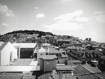 High angle view of townscape against sky