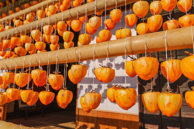 Food hanging at market stall