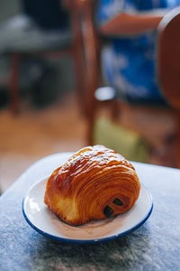 Close-up of dessert in plate on table