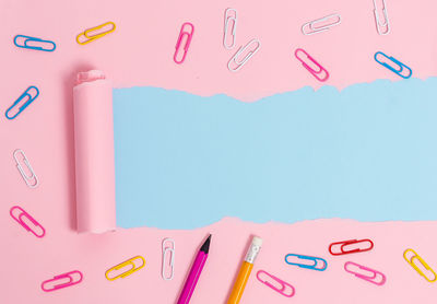 Close-up of multi colored pencils on table