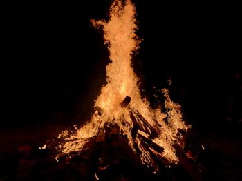 Close-up of bonfire at night