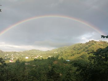 Scenic view of rainbow against sky