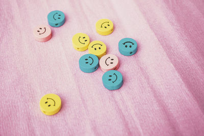 Close-up of dices on table