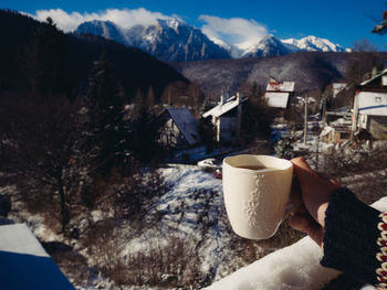 Woman looking at mountains