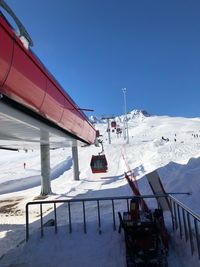 Snow covered mountain against clear sky