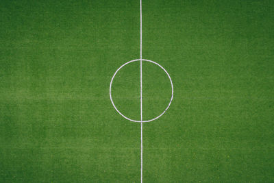 High angle view of soccer field