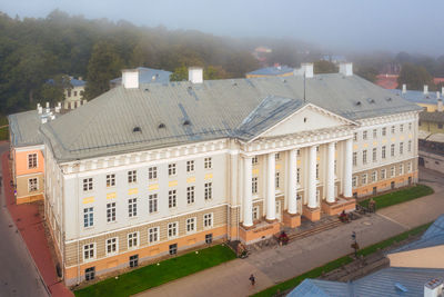 High angle view of buildings in city