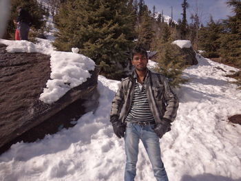 Portrait of a man in snow