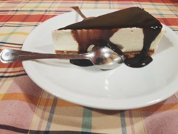 Close-up of dessert in plate on table