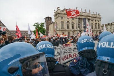 Group of people in front of building